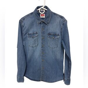 Vintage Wrangler Pearl Snap Denim Button-Up Shirt Medium